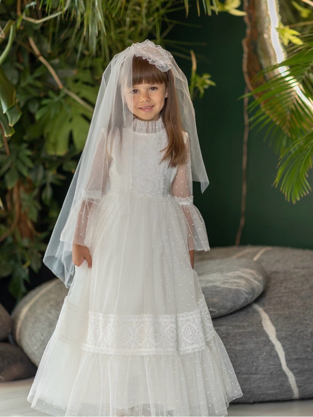Girls' First Communion Dress with Veil
